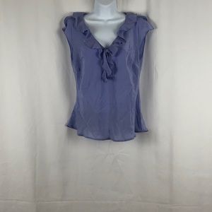 Allison Taylor Silk ruffle neckline top L